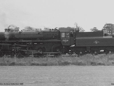 Sunday 11th June 1989. Having just departed from Cranmore West Green Knight 75029 starts its climb up the bank bunker first on route to Merryfield Lane Halt